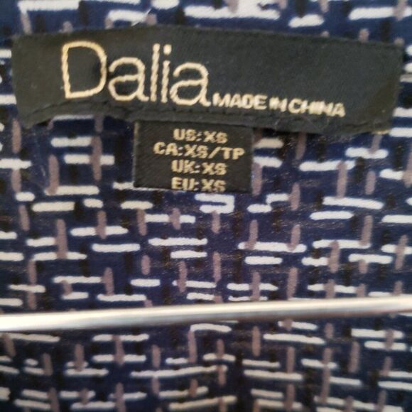 Dalia Navy Blue Patterned V-Neck Sleeveless Dress with Pockets - Picture 4 of 4